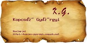 Kopcsó Györgyi névjegykártya